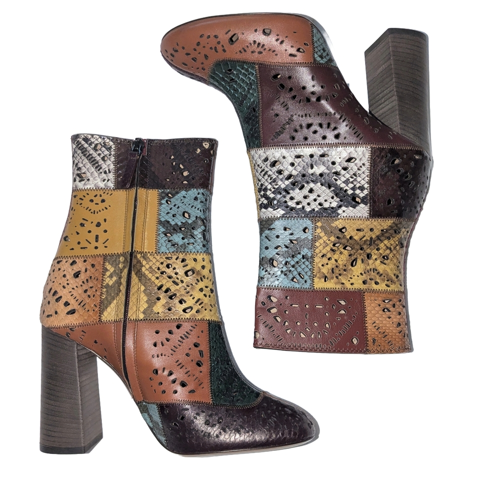 CHLOE Lucy Patchwork Ankle Boots 38